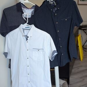 Denim & Flower Navy and White Button Down Shirts